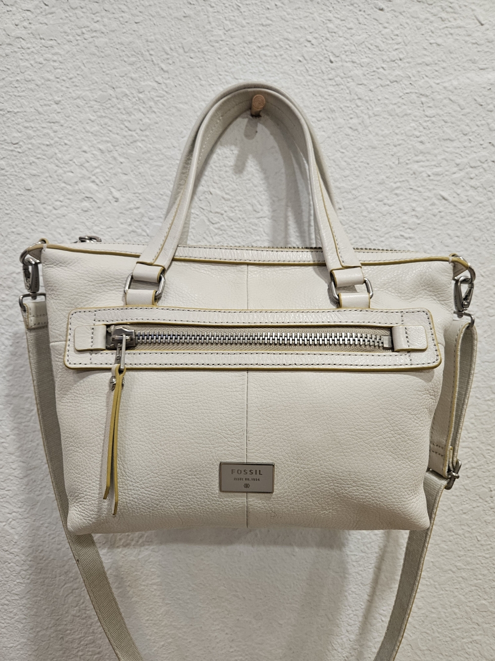 Fossil Dawson Leather Satchel Crossbody Bag Vanilla Cream ZB6712120